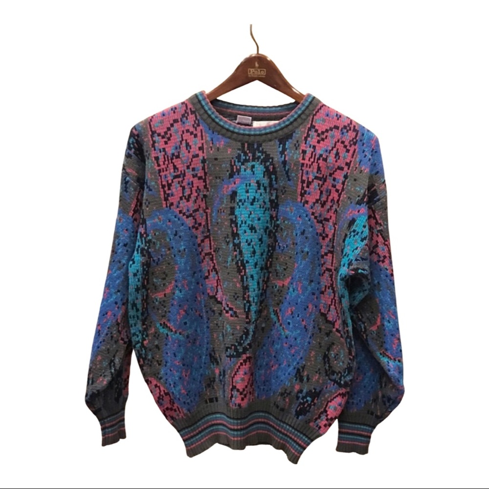 Vintage 80s Grandma Sweater with Paisley Design